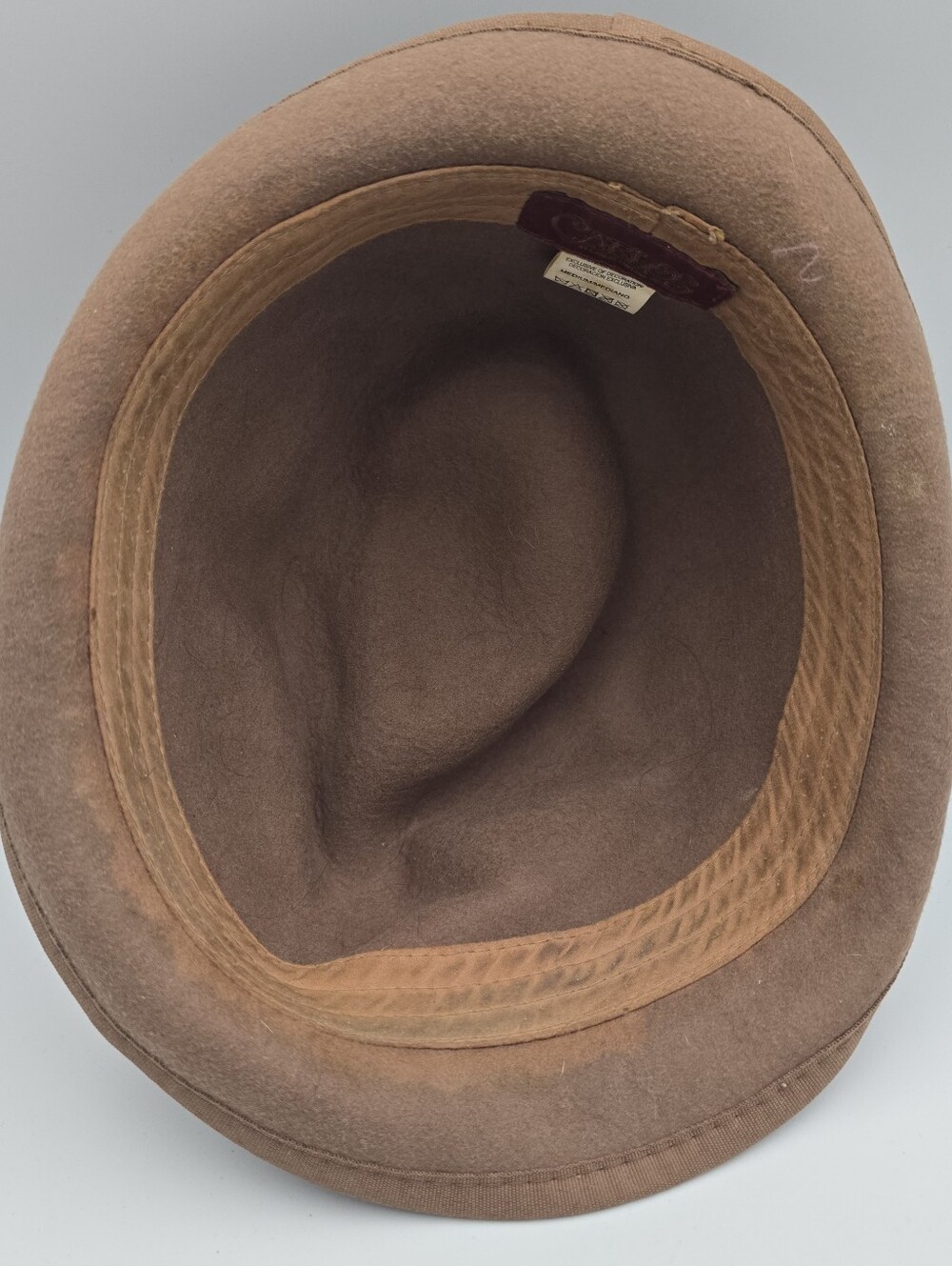 Carlos By Carlos Santana Wool Felt Trilby Fedora Brown Hat Size Medium - Picture 10 of 11